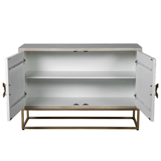 Mueble entrada blanco y dorado