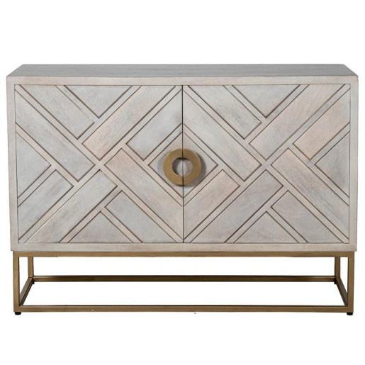 Mueble entrada blanco y dorado