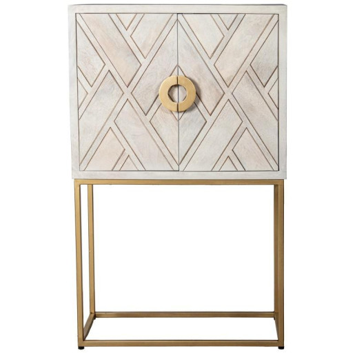 Mueble entrada blanco y dorado