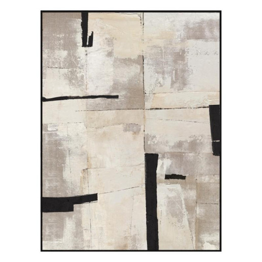 Cuadro lienzo beige, negro y gris