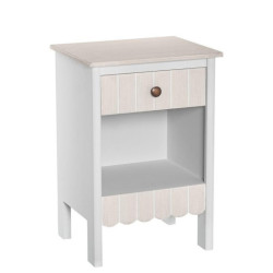 Mesa de noche blanco y crema