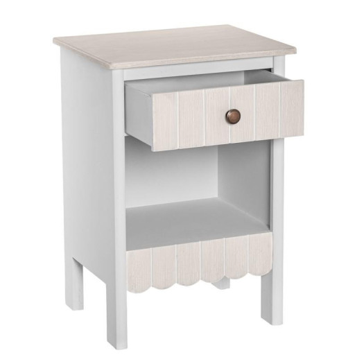 Mesa de noche blanco y crema