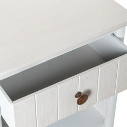 Mesa de noche blanco y crema