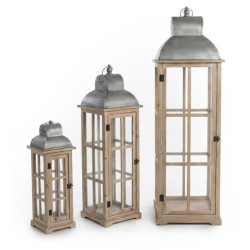 Set 3 faroles natural y gris