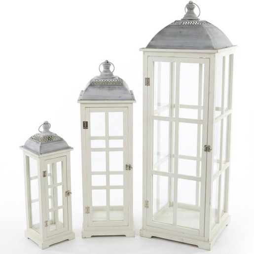 Set 3 faroles blanco y gris