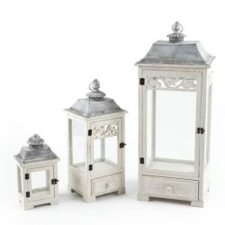 Set 3 faroles blanco y gris