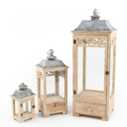 Set 3 faroles natural y gris