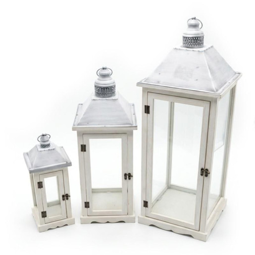 Set 3 faroles blanco y gris