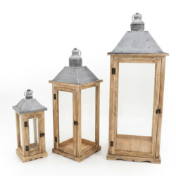 Set 3 faroles natural y gris