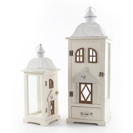 Set 2 faroles blanco