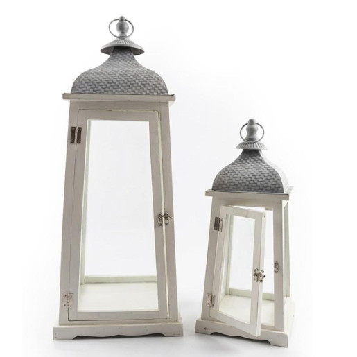 Set 2 faroles blanco