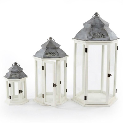 Set 3 faroles blanco y gris