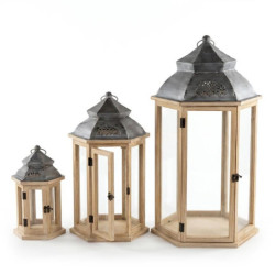 Set 3 faroles natural