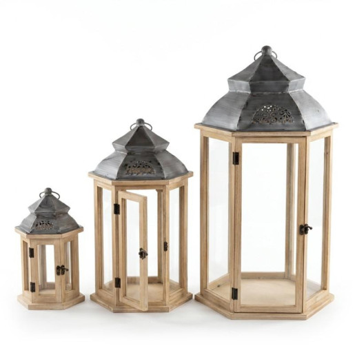 Set 3 faroles natural