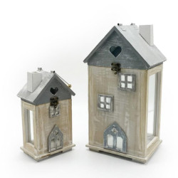 Set 2 faroles blanco y gris