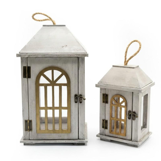 Set 2 faroles blanco