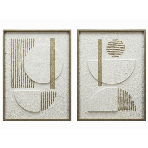 Set de 2 cuadros Blanco y beige