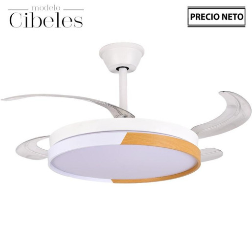 Ventilador blanco y madera cibeles