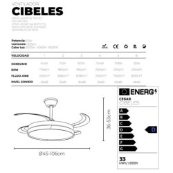 Ventilador blanco y madera cibeles