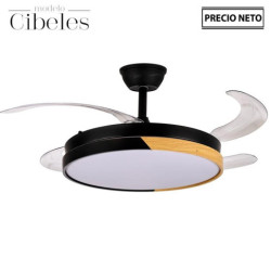 Ventilador negro y madera cibeles
