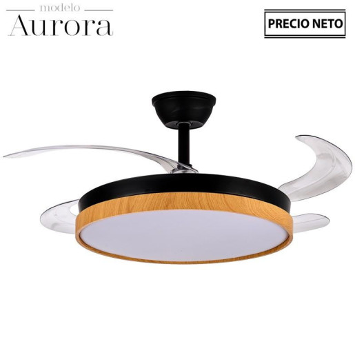 Ventilador negro madera aurora