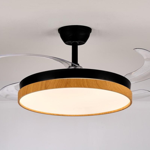 Ventilador negro madera aurora