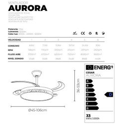 Ventilador negro madera aurora
