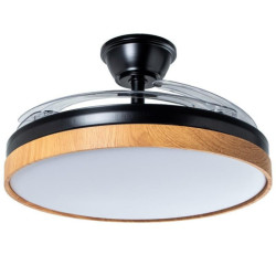 Ventilador negro madera aurora