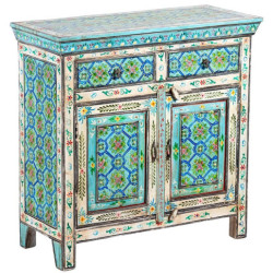 Mueble entrada azul, verde y blanco