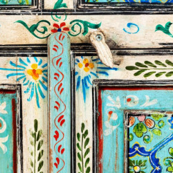 Mueble entrada azul, verde y blanco