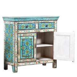 Mueble entrada azul, verde y blanco