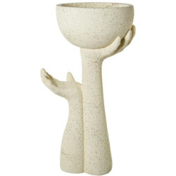 Macetero crema acabado cemento