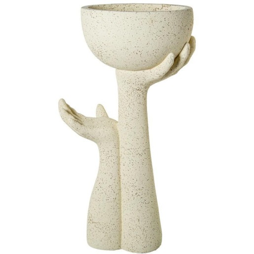 Macetero crema acabado cemento