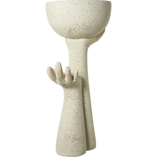 Macetero crema acabado cemento