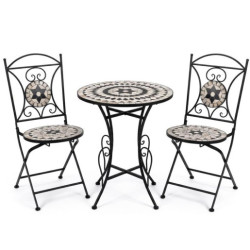 Set mesa y 2 sillas  negro y piedra