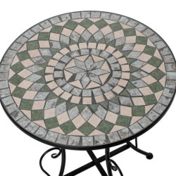 Set mesa y 2 sillas negro, verde y piedra