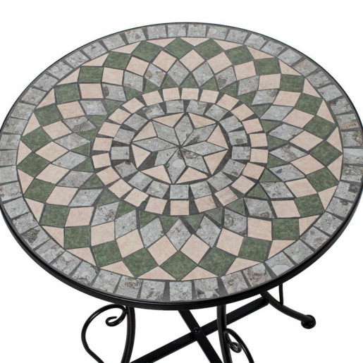 Set mesa y 2 sillas negro, verde y piedra