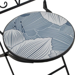 Set mesa y 2 sillas negro, azul y blanco