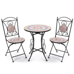 Set mesa y 2 sillas negro, amarillo, azul y blanco