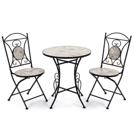 Set mesa y 2 sillas negro, gris y blanco