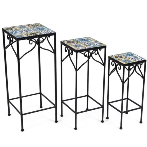 Set 3 pedestales negro, azul y amarillo