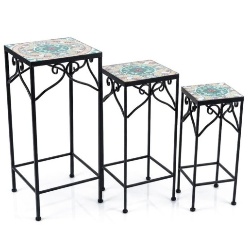 Set 3 pedestales negro, amarillo y rojo