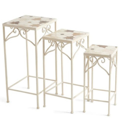 Set 3 pedestales crema, blanco y marron