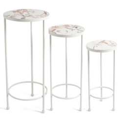 Set 3 pedestales blanco, crema y verde