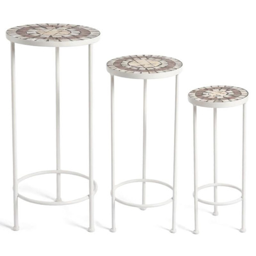 Set 3 pedestales crema, marron y piedra