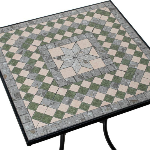 Set mesa y 4 sillas negro, verde y piedra