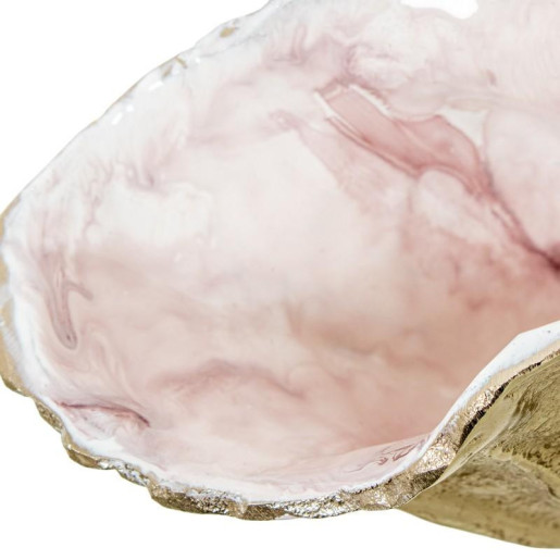 Centro mesa dorado, rosa y blanco
