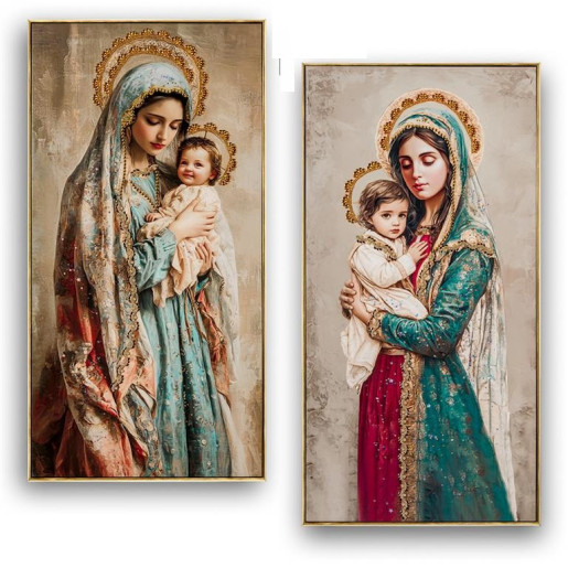 Set 2 cuadros religiosos Multicolor