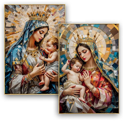 Set 2 cuadros religiosos Multicolor