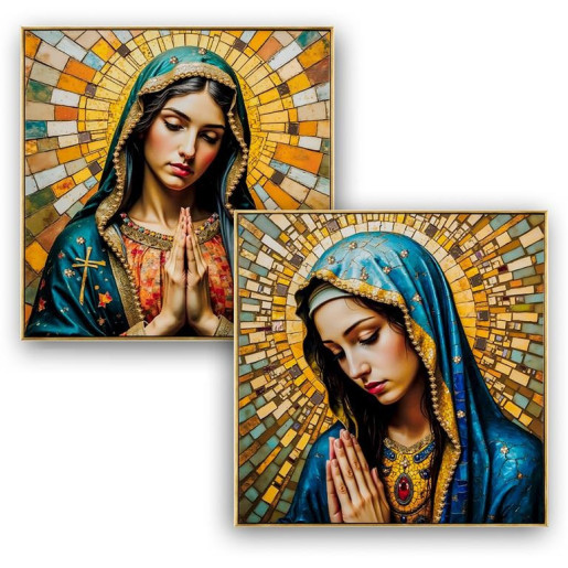 Set 2 cuadros religiosos Multicolor